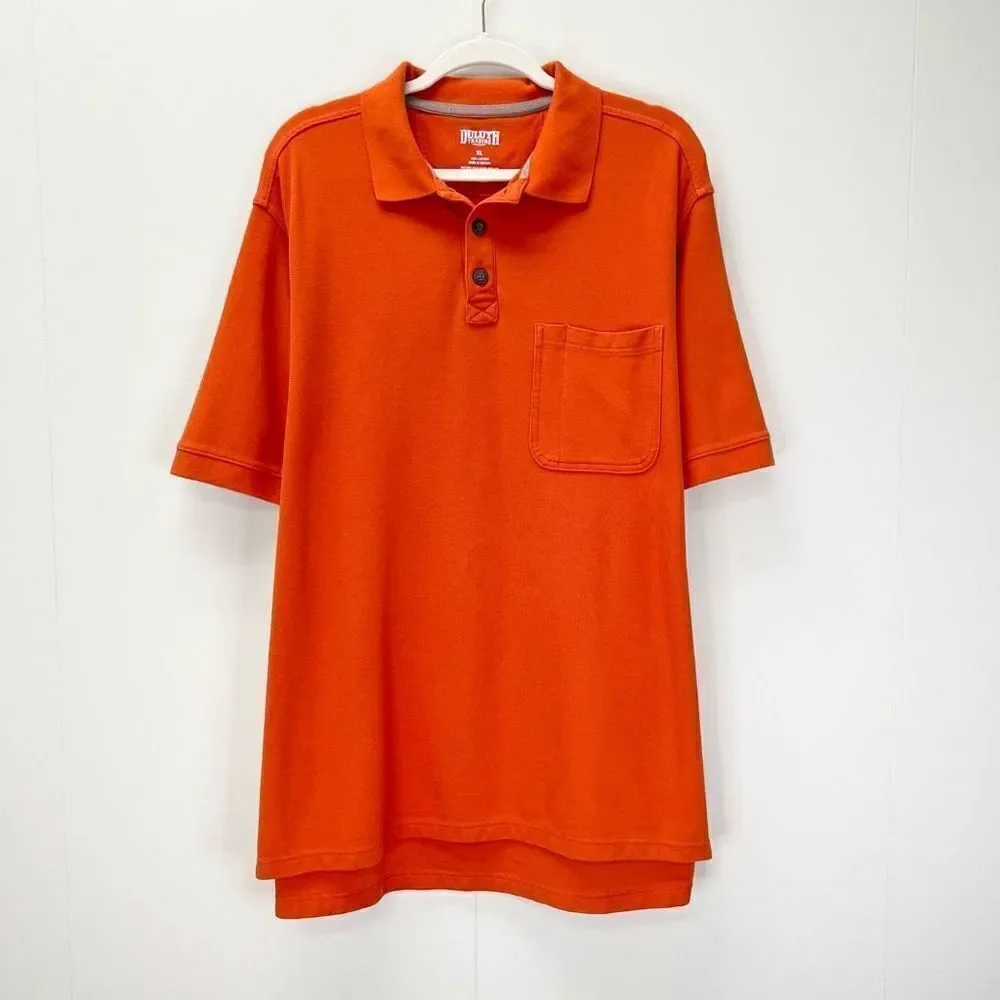 Duluth Trading Co. Polo Shirt Mens XL Orange Short Sleeve Outdoors Pocket Work - Picture 2 of 14